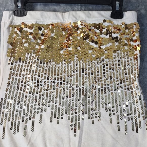 Almost Famous juniors‎ Sequin Tube Top M White Gold Silver Strapless Party Club - Picture 5 of 10